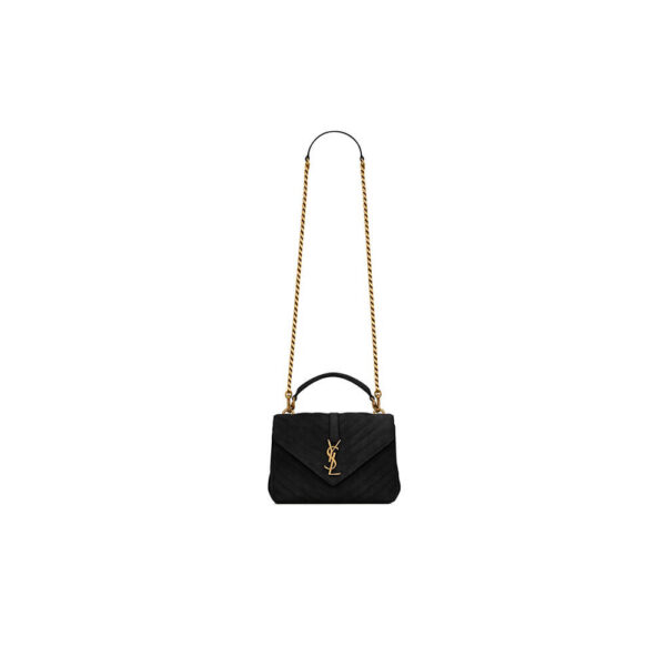 YSL College Medium Chain Bag In Quilted Suede Bag