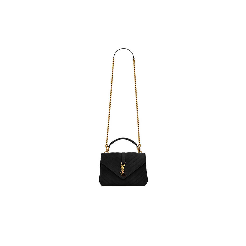 YSL College Medium Chain Bag In Quilted Suede Bag