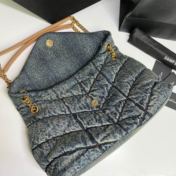 YSL Puffer Medium In Suede And Denim Bag - Image 8