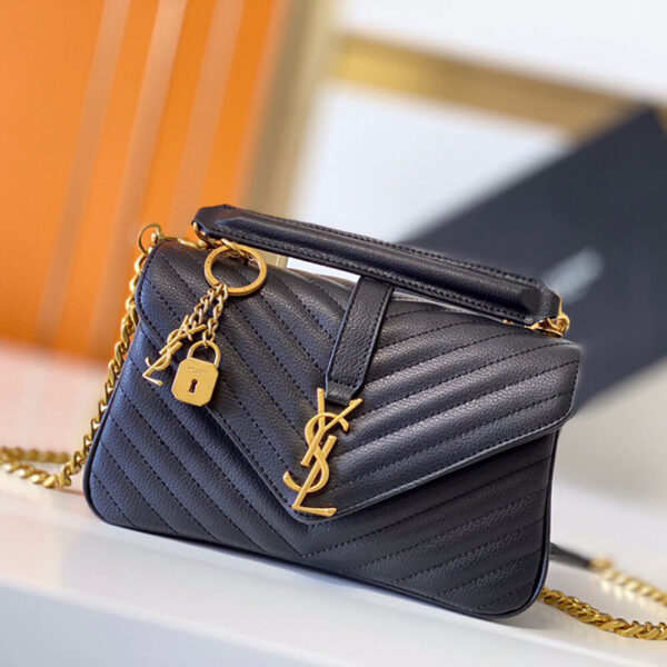 YSL College Quilted Leather Satchel Bag - Image 2