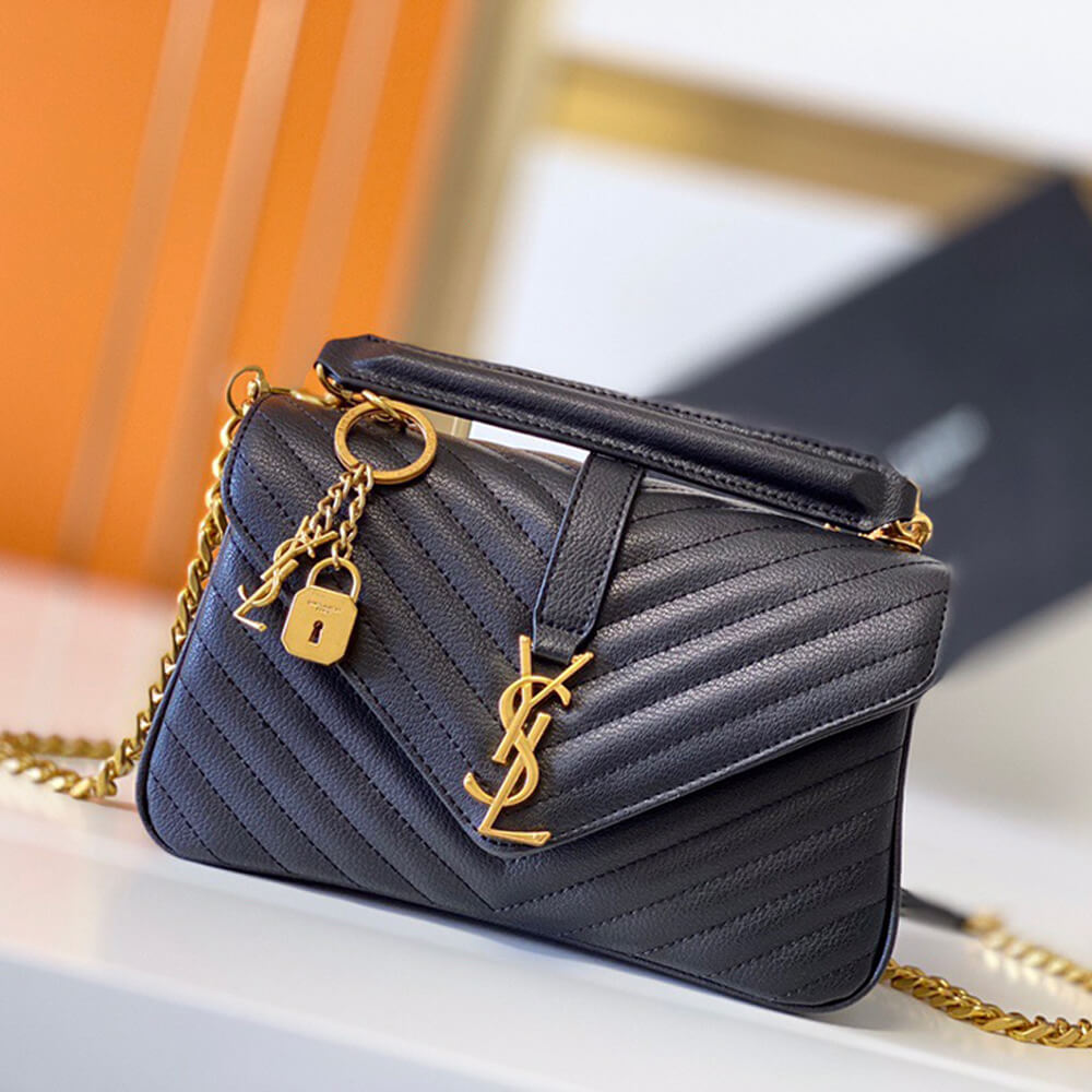YSL College Quilted Leather Satchel Bag - Image 2