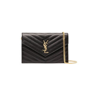SYL Chain Strap Plaque Grained Leather Wallet Bag