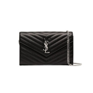 SYL Chain Strap Plaque Grained Leather Wallet Bag