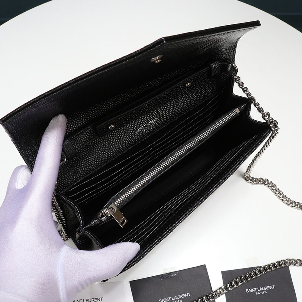 SYL Chain Strap Plaque Grained Leather Wallet Bag - Image 7